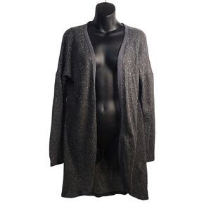 H.i.p. Cardigan Women's Gray Silver Metallic Open Front Sweater Sz L NWT
